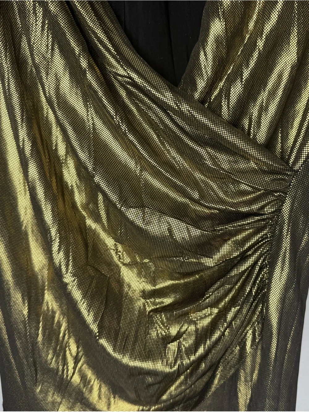 Metallic Gold Blouse with Beautiful Rouching Made by Karen Kane size medium